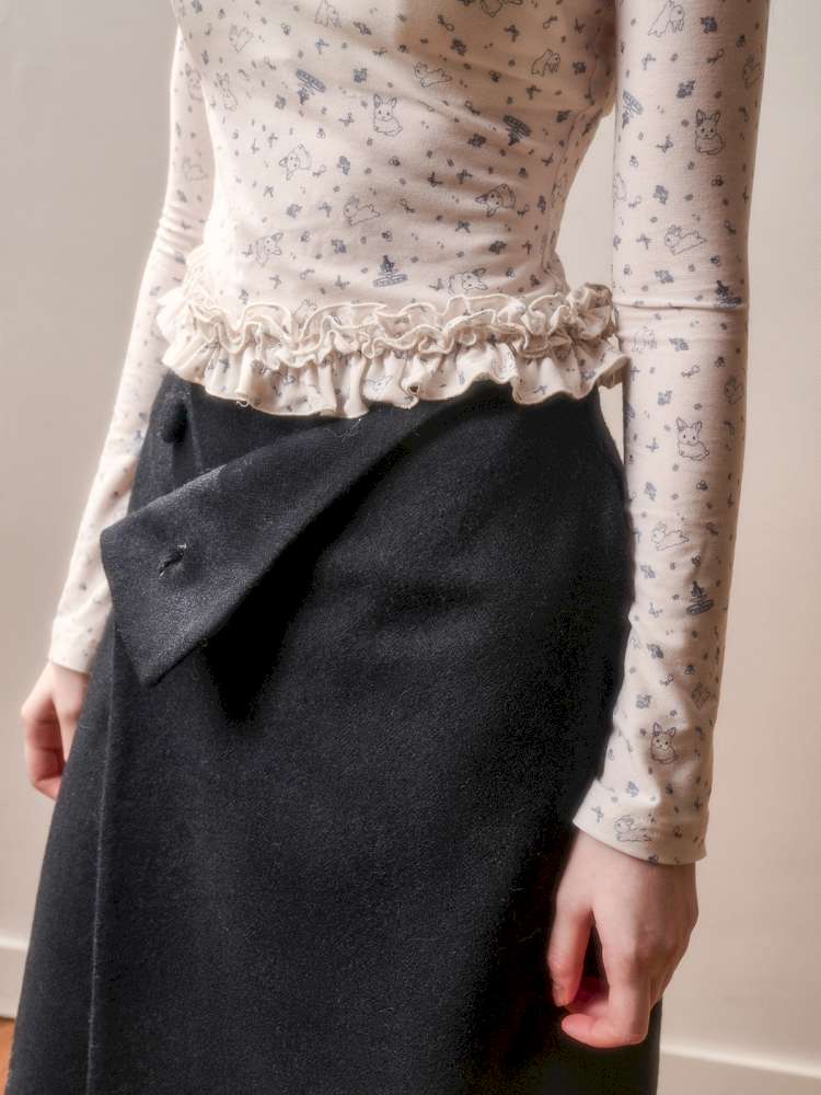 Comfortable Cotton Crew Neck Slim Lace Hem Top【s0000014895】