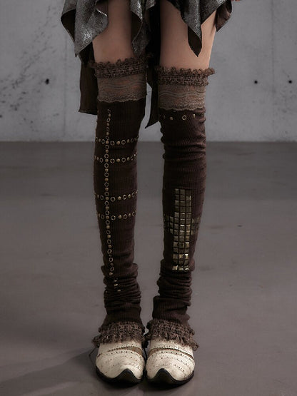 Lace Rhinestone Knit Leg Covers【s0000019164】