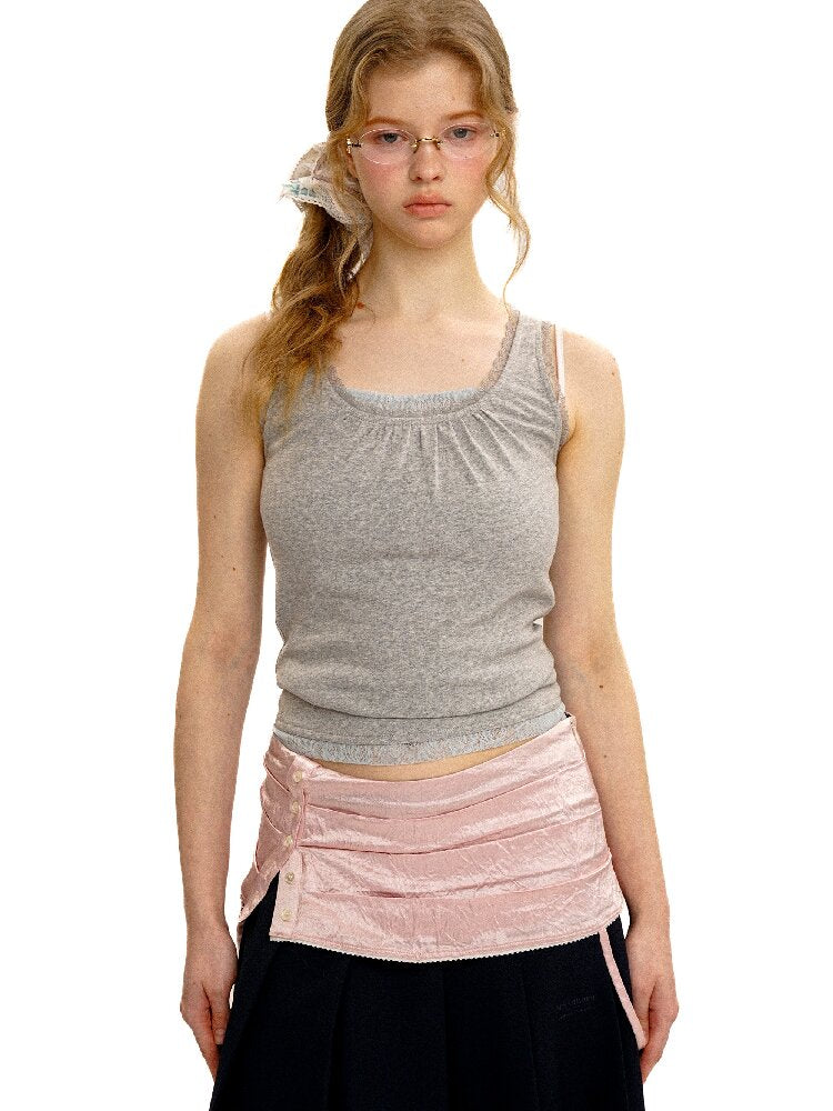Lace Two-Piece Pleated Tank Top【s0000017408】
