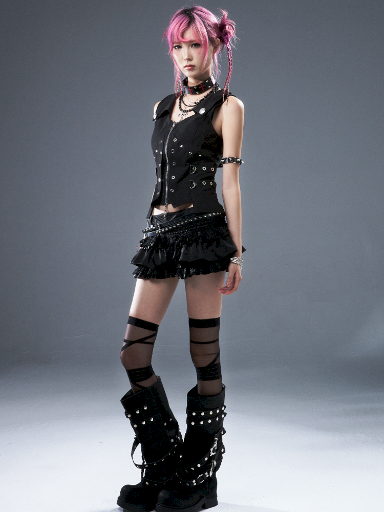 Punk Metal Slim-Fit Waist-Defining Vest【s0000012939】