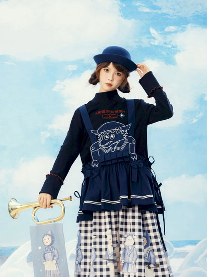 Navy Blue Layered Vest Apron【s0000014156】