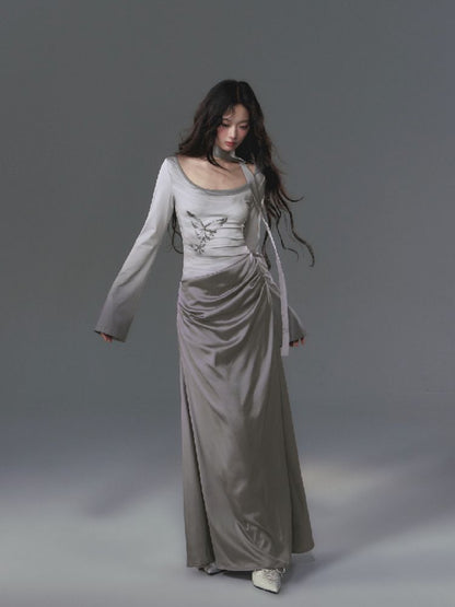 Gray Long Sleeve Dress [S0000010019]