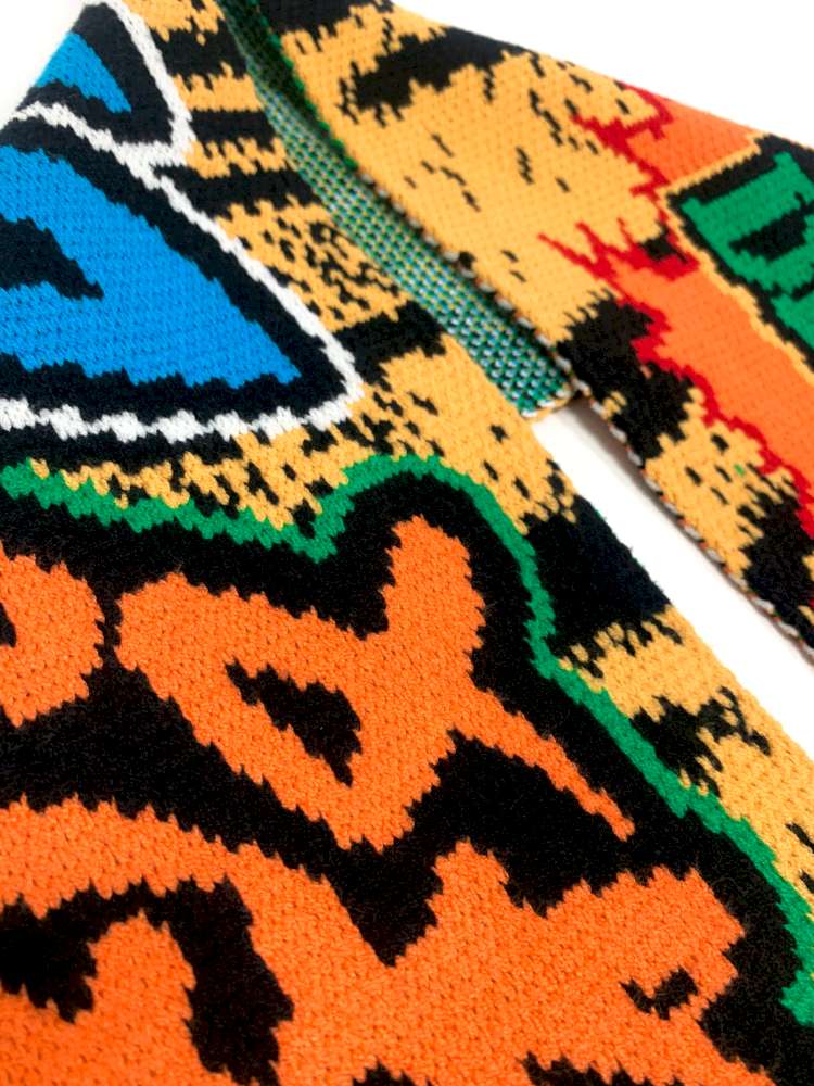 Tiger Print Knitted Scarf Contrast Y2K Trend【s0000014916】