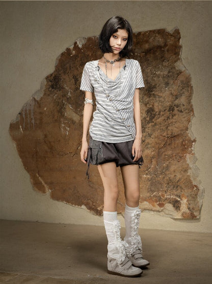 Vintage Punk Irregular Knit T-shirt【s0000016880】