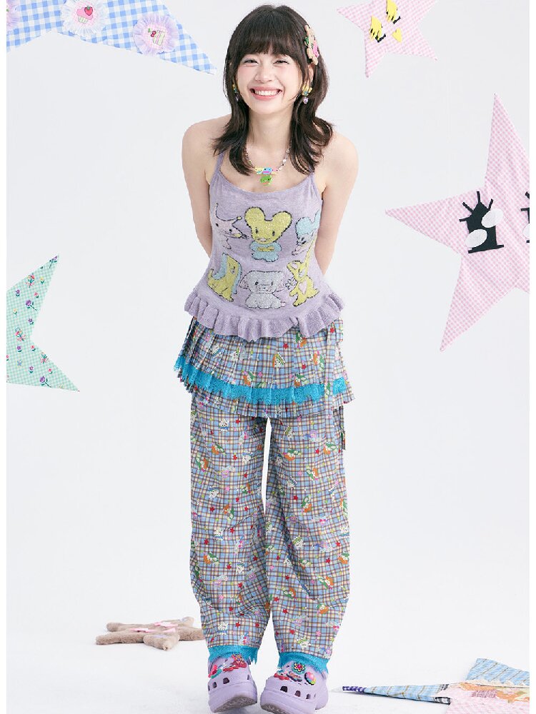 Taro Purple Ruffle Halter Overalls【s0000018372】