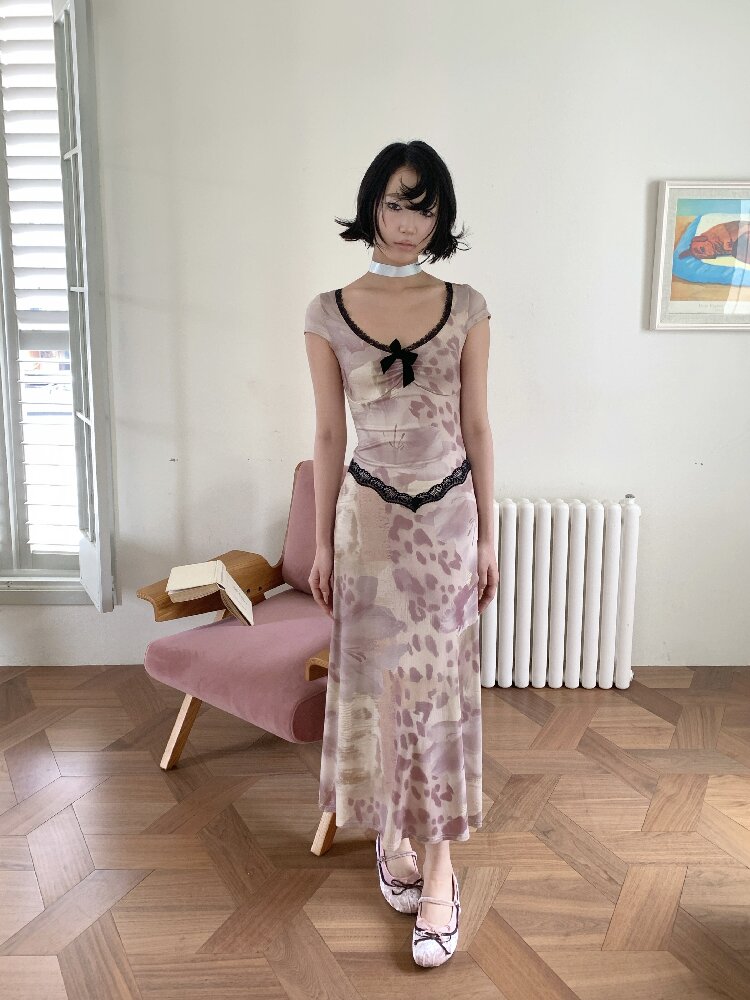 Vintage Pattern Lace Floral Dress【s0000018086】