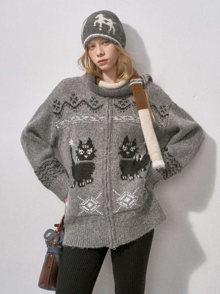 Concubine Cat Hoop Yarn Knit Jacket【s0000015227】
