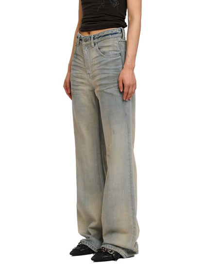 Cotton frayed high-waisted denim casual pants【s0000012501】