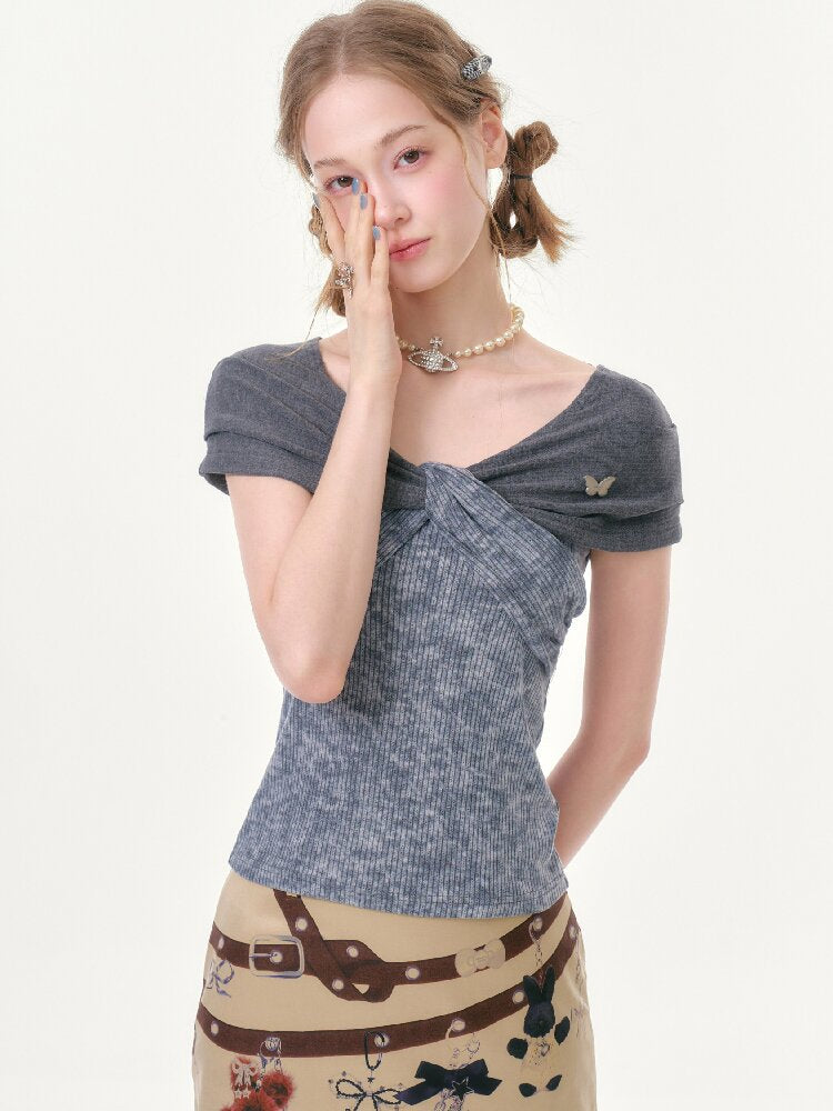 Flower Knot Butterfly Slim T-Shirt【s0000016606】