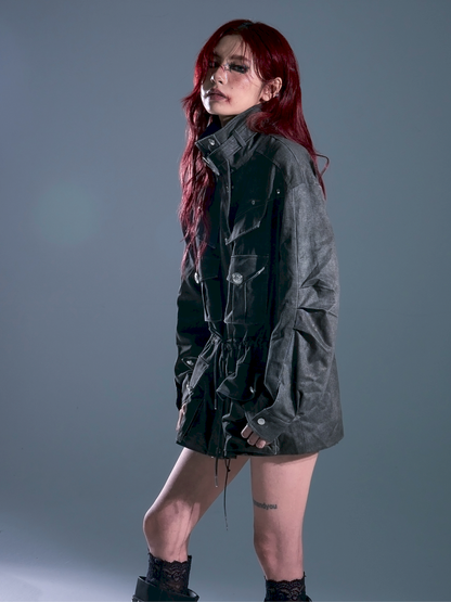 Casual Pocket Drawstring Loose Jacket【s0000013688】