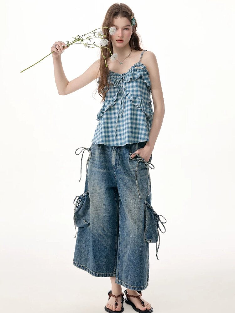 Ruffled Plaid Slimming Camisole【s0000017315】