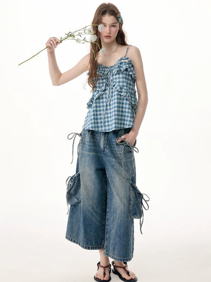 Ruffled Plaid Slimming Camisole【s0000017315】