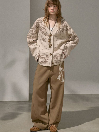 Button-Front Jacquard Knit Cardigan【s0000014394】