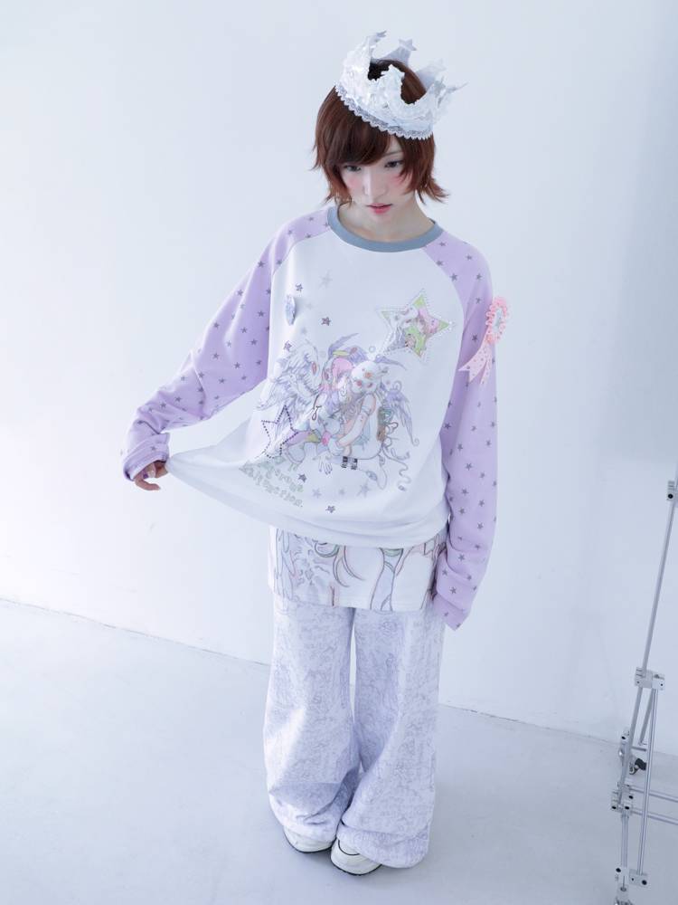 Star Drop-Shoulder Long-Sleeve Sweatshirt【s0000014439】