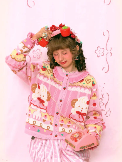 Sweet Pink Knit Cardigan Jacket【s0000014164】