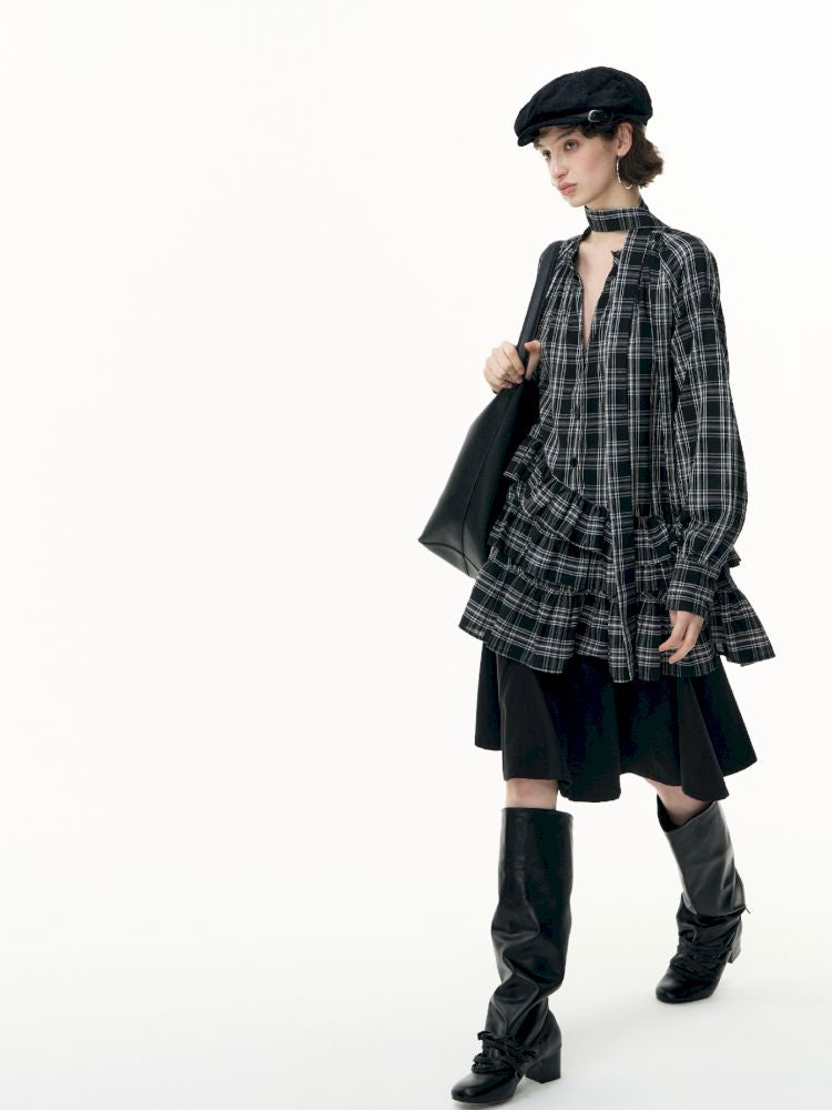 Plaid Ruffle Dress【s0000013739】