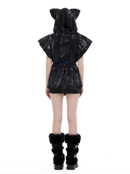 Cat-Ear Rock Punk Sleeveless Y2K Jacket【s0000014016】