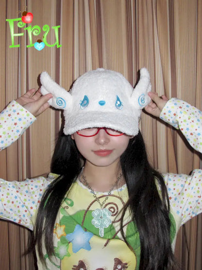 Towel Y2K White Duckbill Baseball Cap【s0000014196】