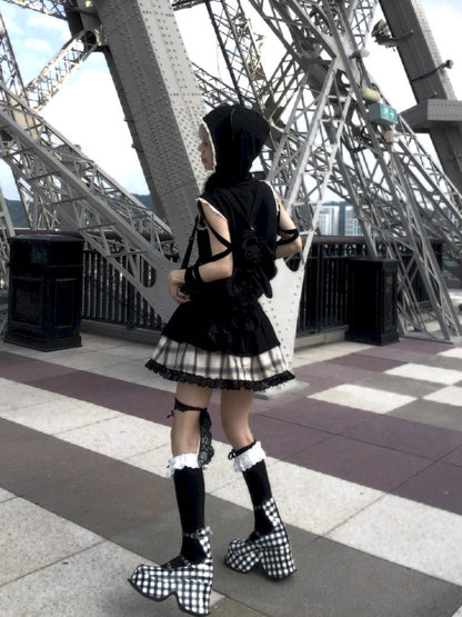 Cat Ear Hooded Skull Print Loose Dress【s0000012436】