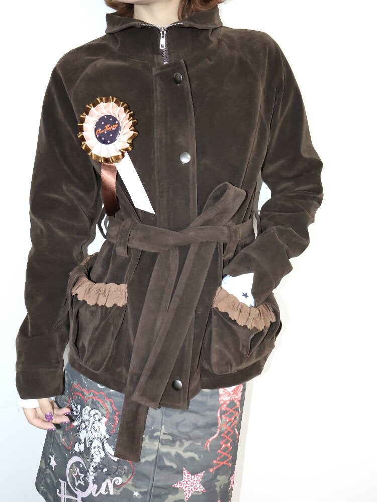Vintage Badge Suede Patchwork Jacket【s0000018668】