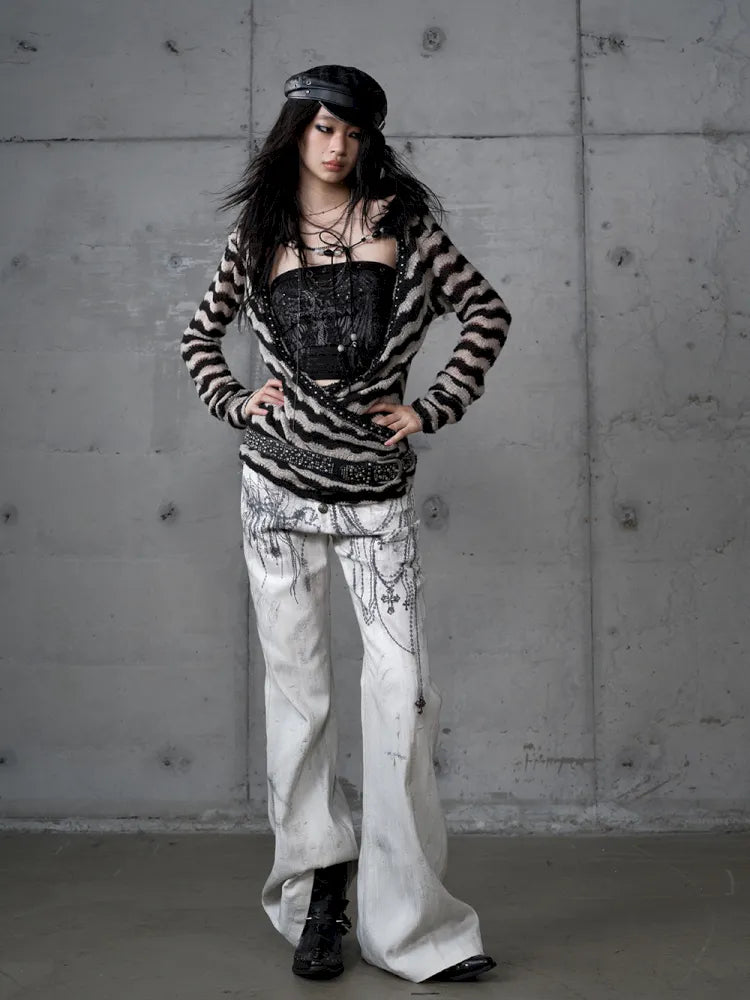 Denim Distressed Wide-Leg Pants【s0000013949】