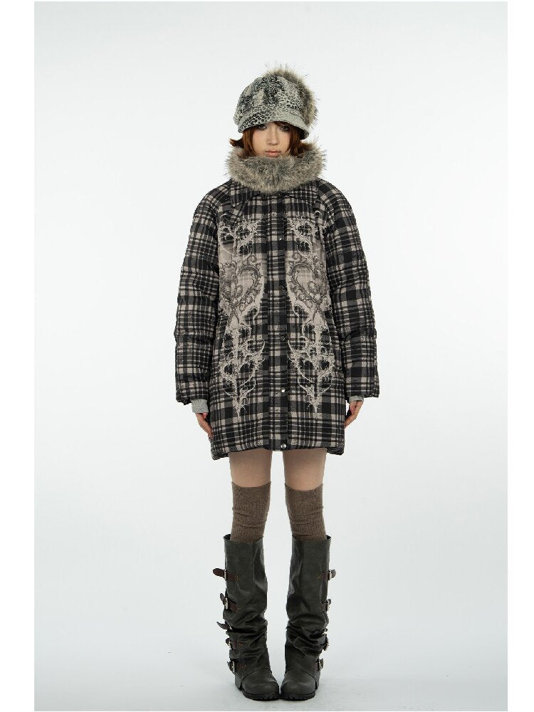 Retro Plaid Bear Love Down Jacket【s0000018077】