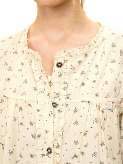 Hand Painted Floral Lace Shirt【s0000017933】