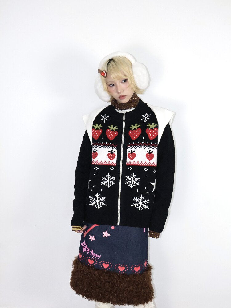 Strawberry Fair Isle Jacquard Sweater【s0000018669】