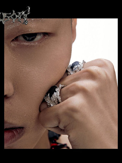 Futuristic Denim Silver Open Ring【s0000018816】