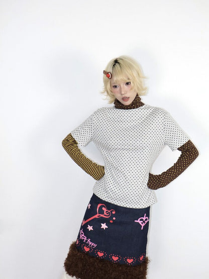 Old Polka Dot Stripe Turtle Top【s0000018671】