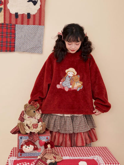 DOLL PATCH HOODED PLUSH JACKET [S0000010896]