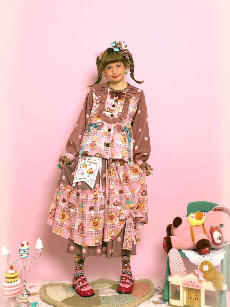 Pink-Brown Vintage Doll-Style Jacket【s0000014514】