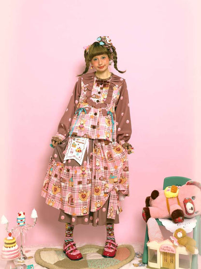 Pink-Brown Vintage Doll-Style Jacket【s0000014514】