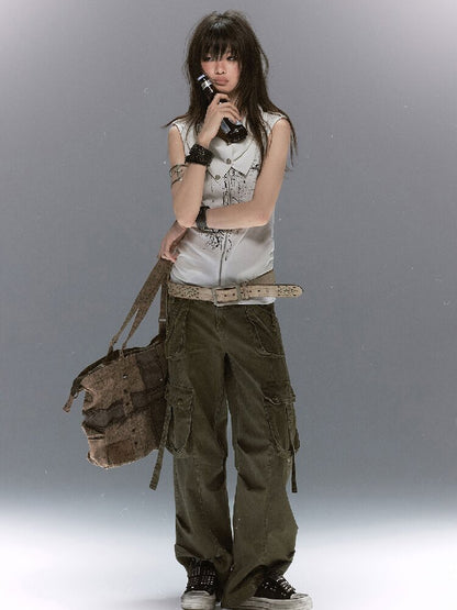 Double Waist Distressed Workwear【s0000017855】