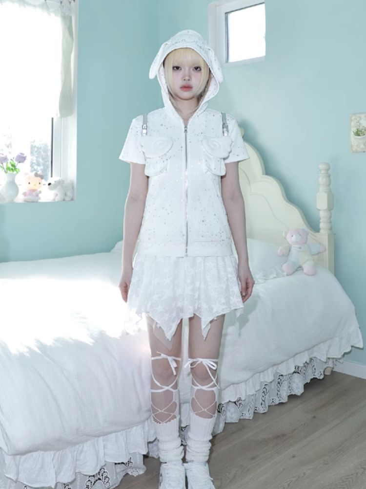 Hot Rhinestone White Vest Jacket【s0000012334】