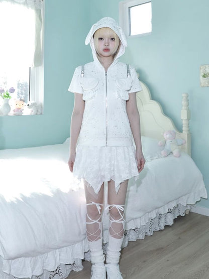 Hot Rhinestone White Vest Jacket【s0000012334】