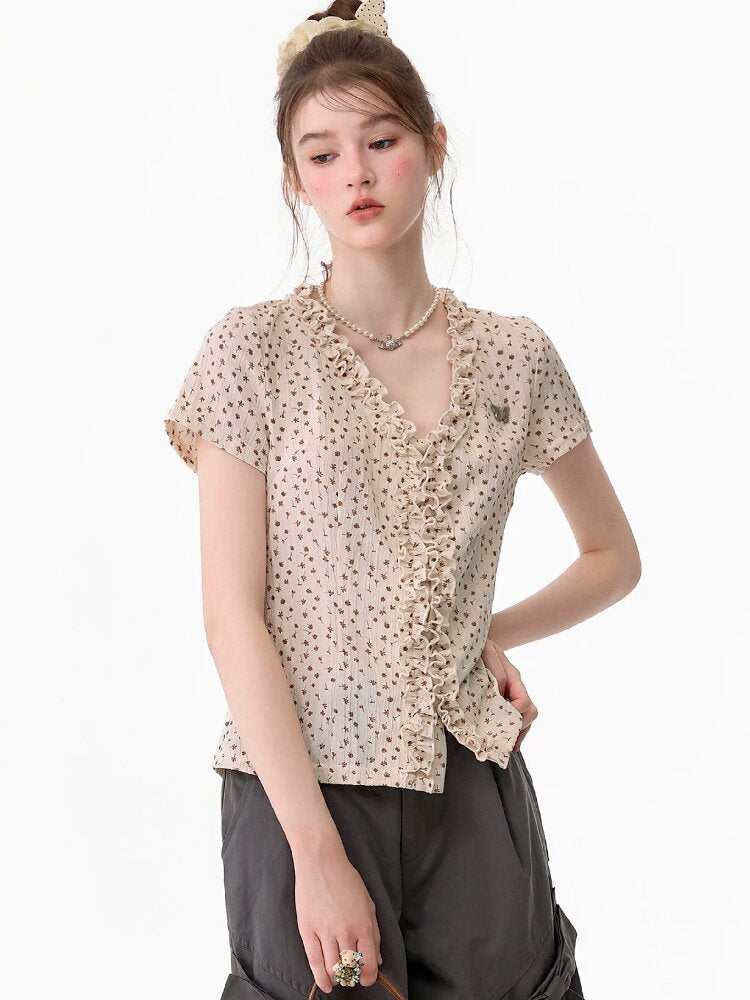Polka Dot Lace Patchwork Tee Top【s0000017752】