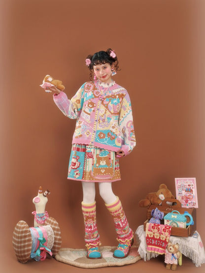 Pink Purple Patchwork Knit Jacket【s0000015585】