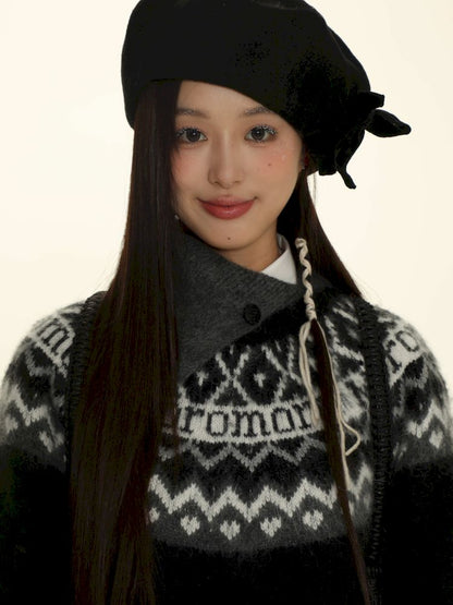 Fair Isle Striped Knit Top【s0000006024】