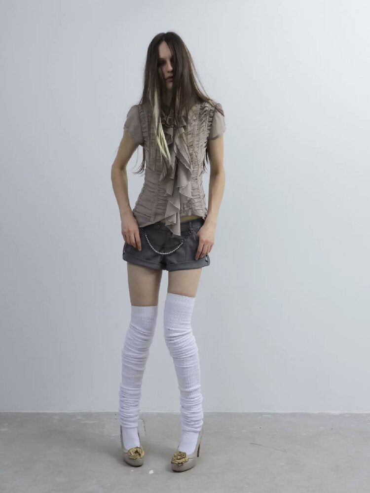 Handmade Ruffled Chiffon Shirt【s0000016565】
