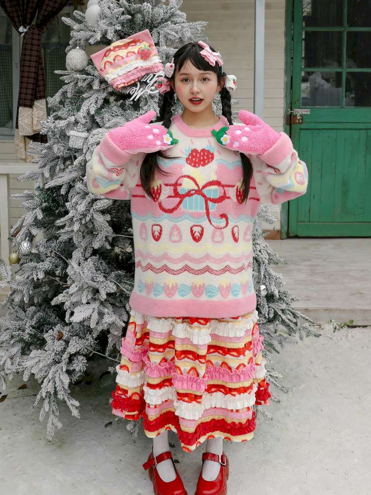 Pink Mink Hair Strawberry Sweater【s0000015103】