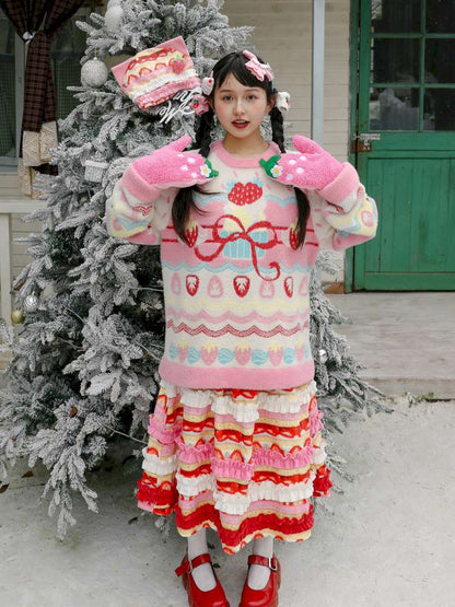 Pink Mink Hair Strawberry Sweater【s0000015103】