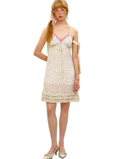 Paneled Polka Dot Lace Slip Dress【s0000016410】