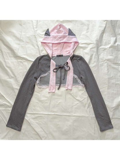 Rabbit Ear Hooded Polka Dot Top【s0000015203】