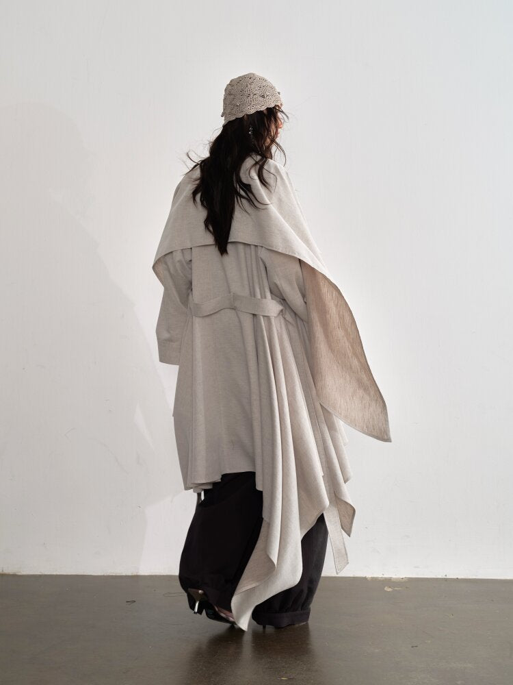 Detachable Cape Linen Trench Coat【s0000015701】