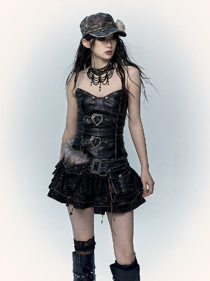 슬림 랩 짧은 가죽 가슴 판 [S0000011436]