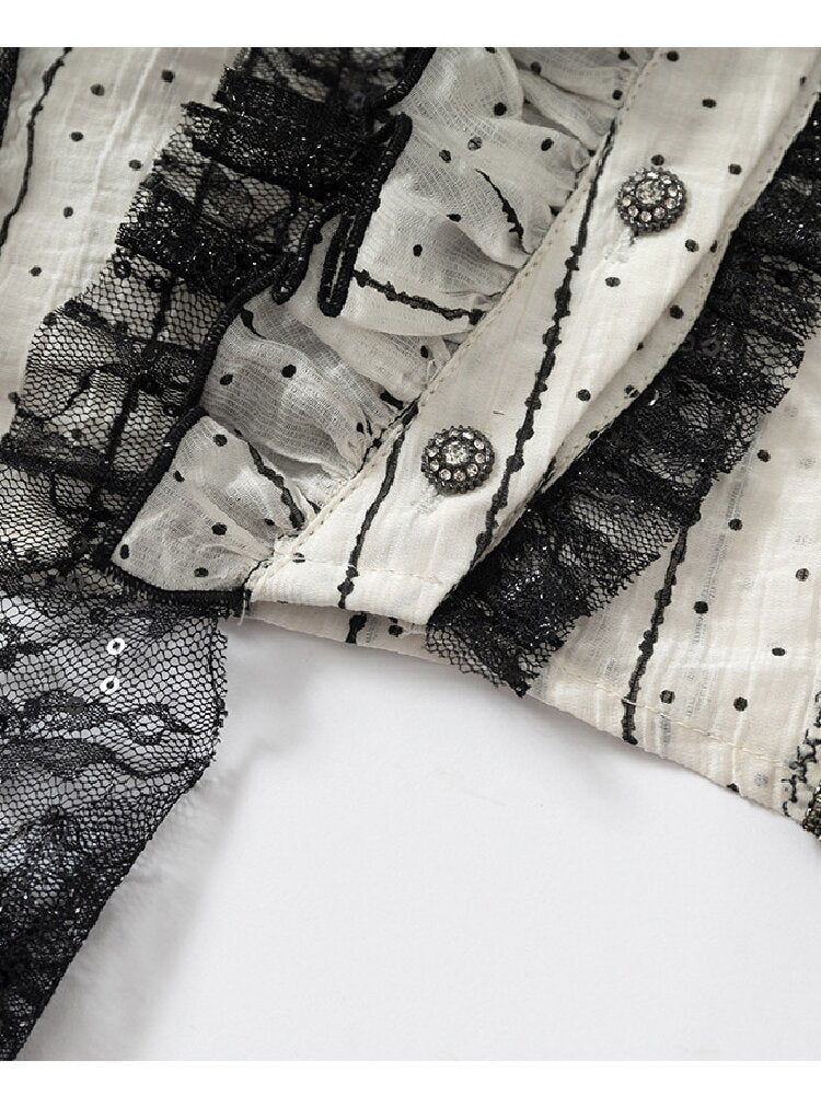 Vintage Lace Asymmetrical Shirt【s0000017987】