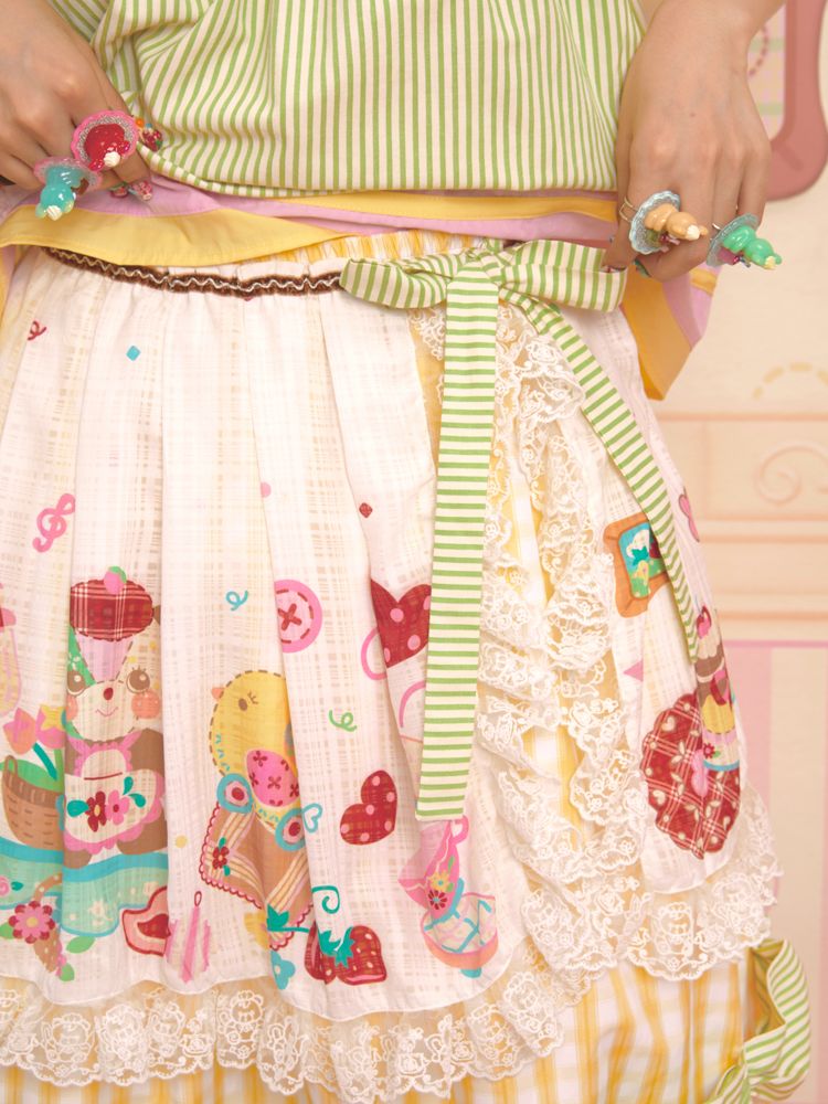 Apron Lace Plaid Vintage Half Skirt【s0000013348】