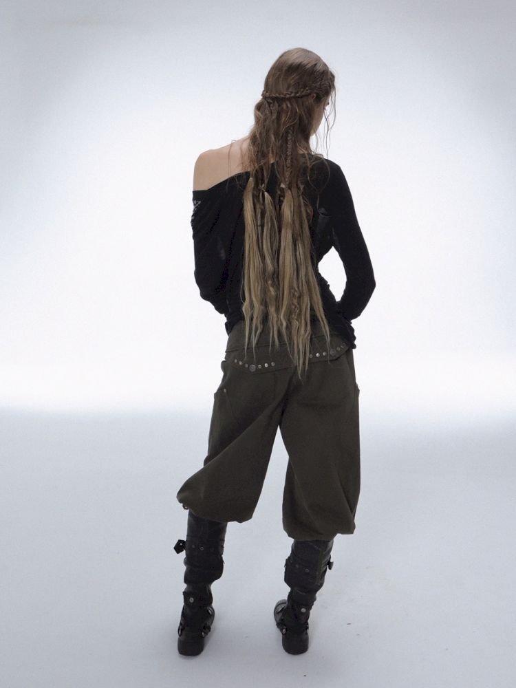 Distressed 5-Inch Harem Riding Pants【s0000013906】