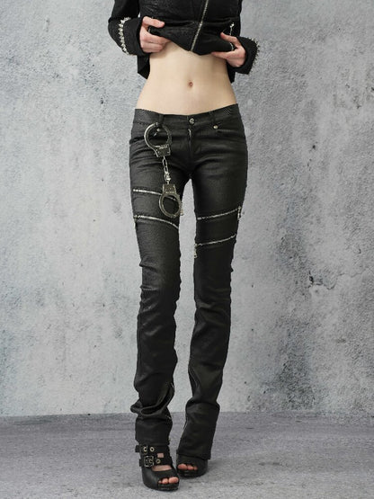 Coated Zip Stud Skinny Pants【s0000016943】